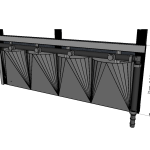 Wandmontierter vertikaler Pflanzer mit 4 Taschen in 1 Reihen und 4 Spalten.