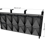 Wandmontierter vertikaler Pflanzer mit 12 Taschen in 2 Reihen und 6 Spalten.